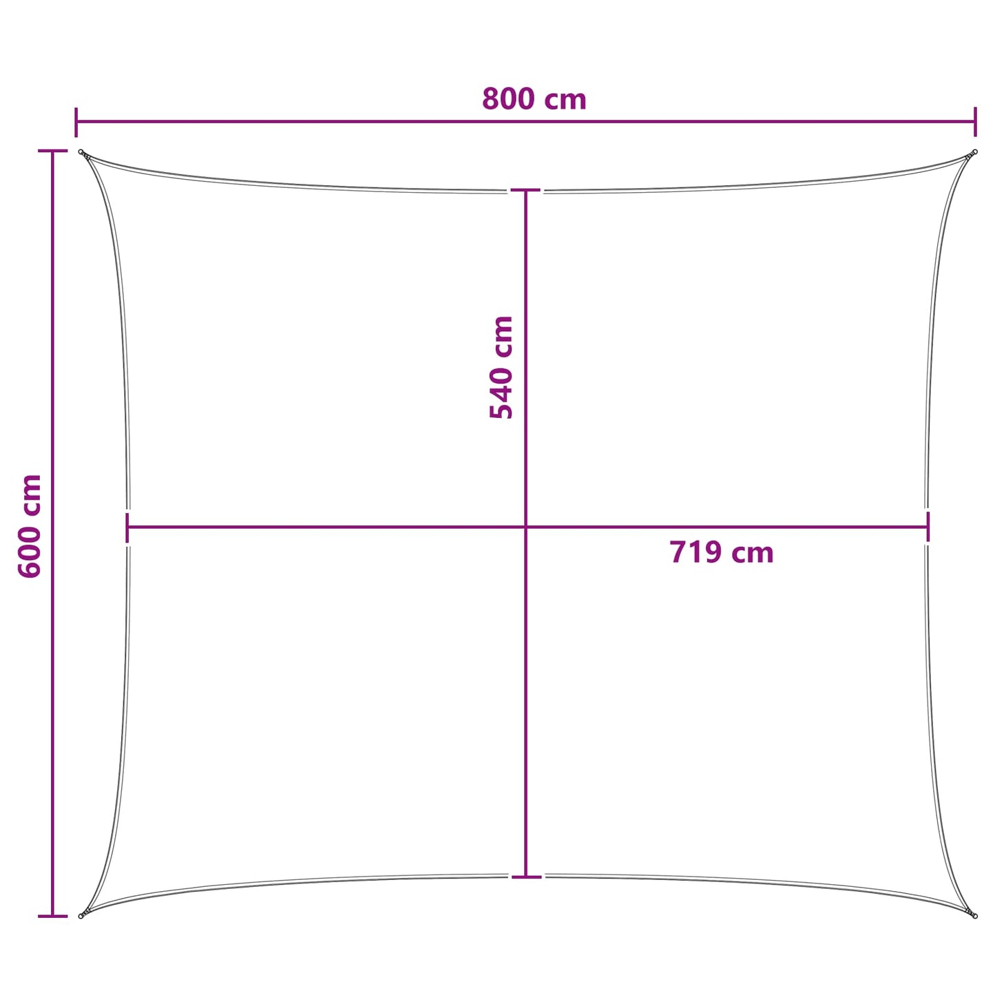 Sunshade Sail Light Grey and White 6 x 8 m HDPE