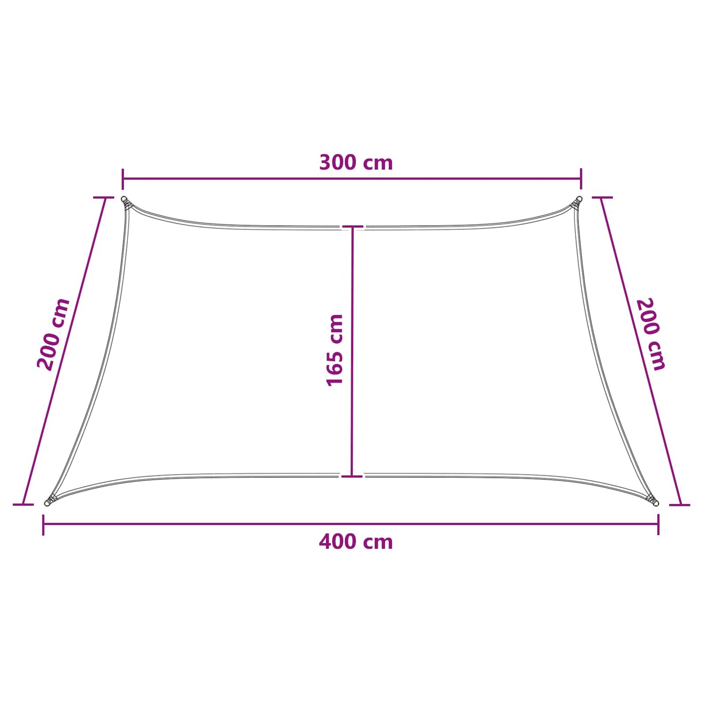 Sunshade Sail Light Grey and White 3 / 4 x 2 m HDPE