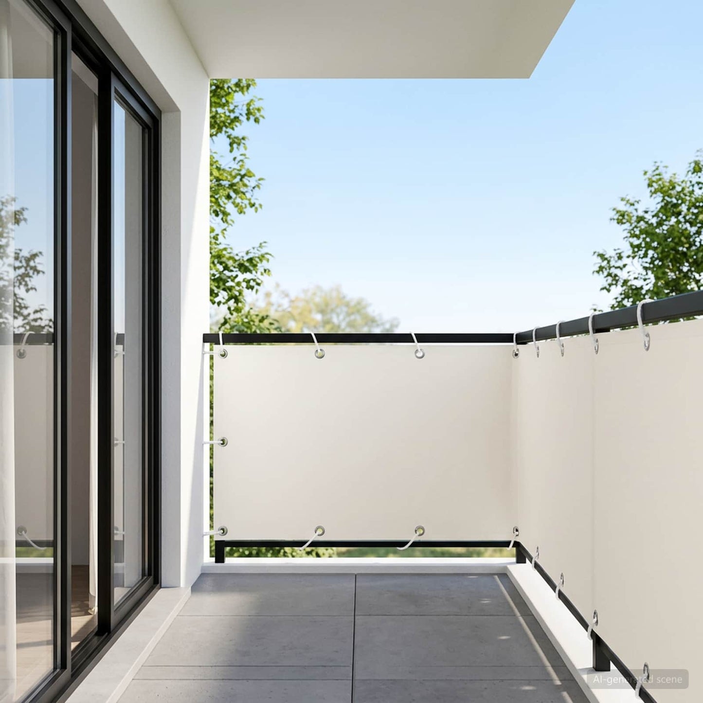 Balcony Privacy Screen 150 x 400 cm Fabric with PU Coated White