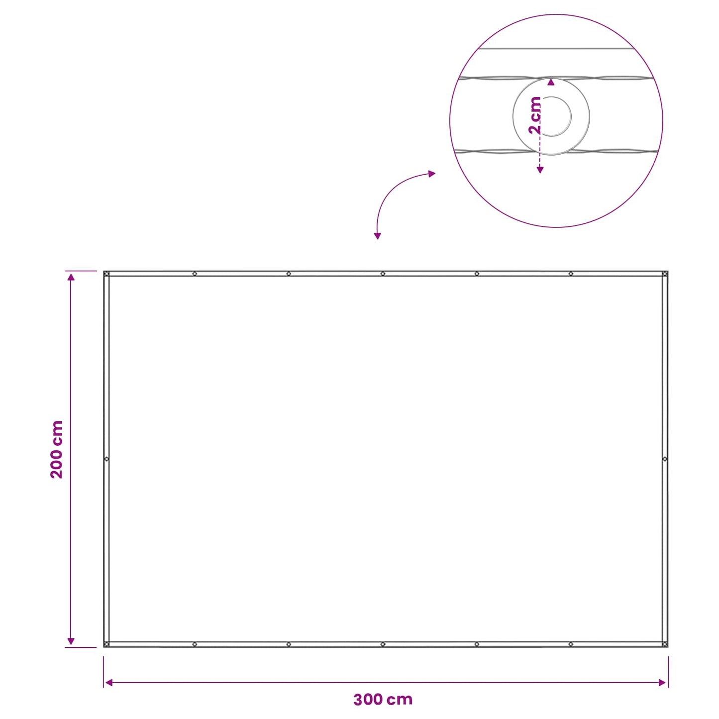 Balcony Privacy Screen 200 x 300 cm Fabric with PU Coated