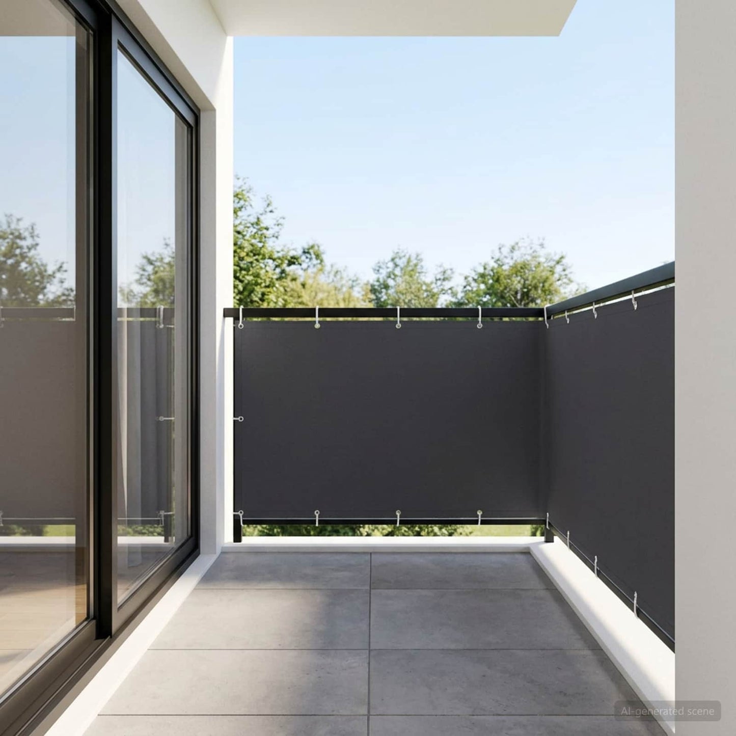 Balcony Privacy Screen 150 x 500 cm Fabric with PU Coated Black