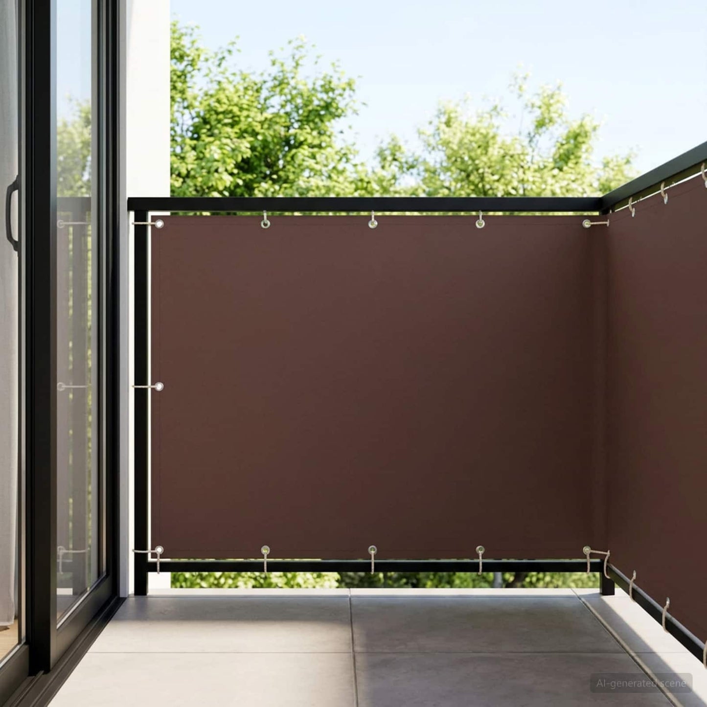 Balcony Privacy Screen 150 x 600 cm Fabric with PU Coated Brown