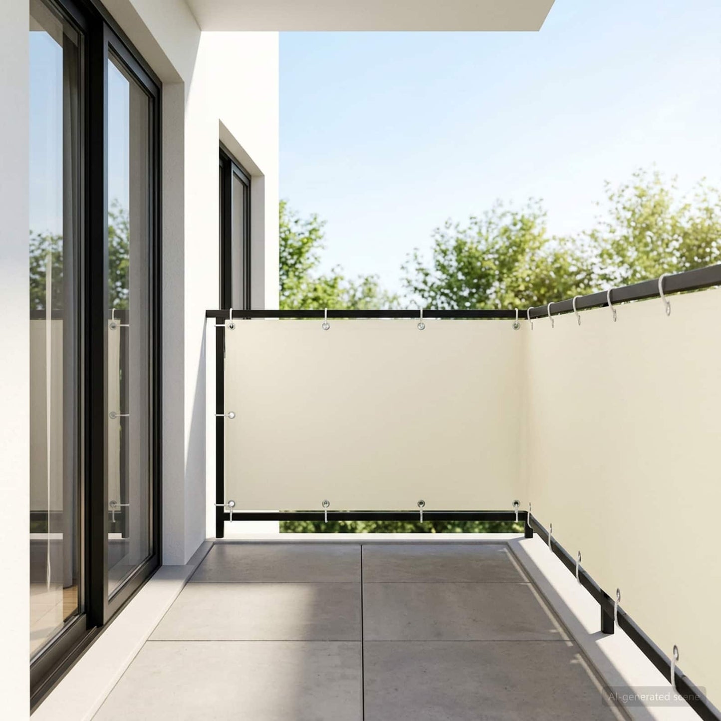 Balcony Privacy Screen 1.2 x 25 m Fabric with PU Coated Cream