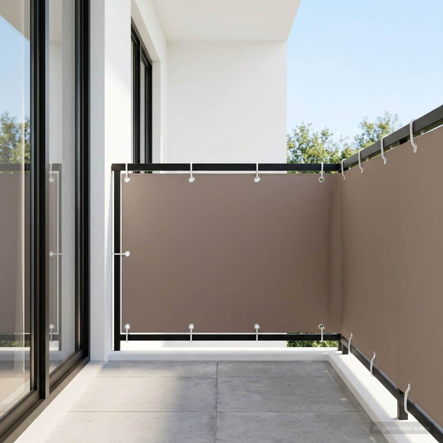 Balcony Privacy Screen 1.5 x 15 m Fabric with PU Coated Taupe