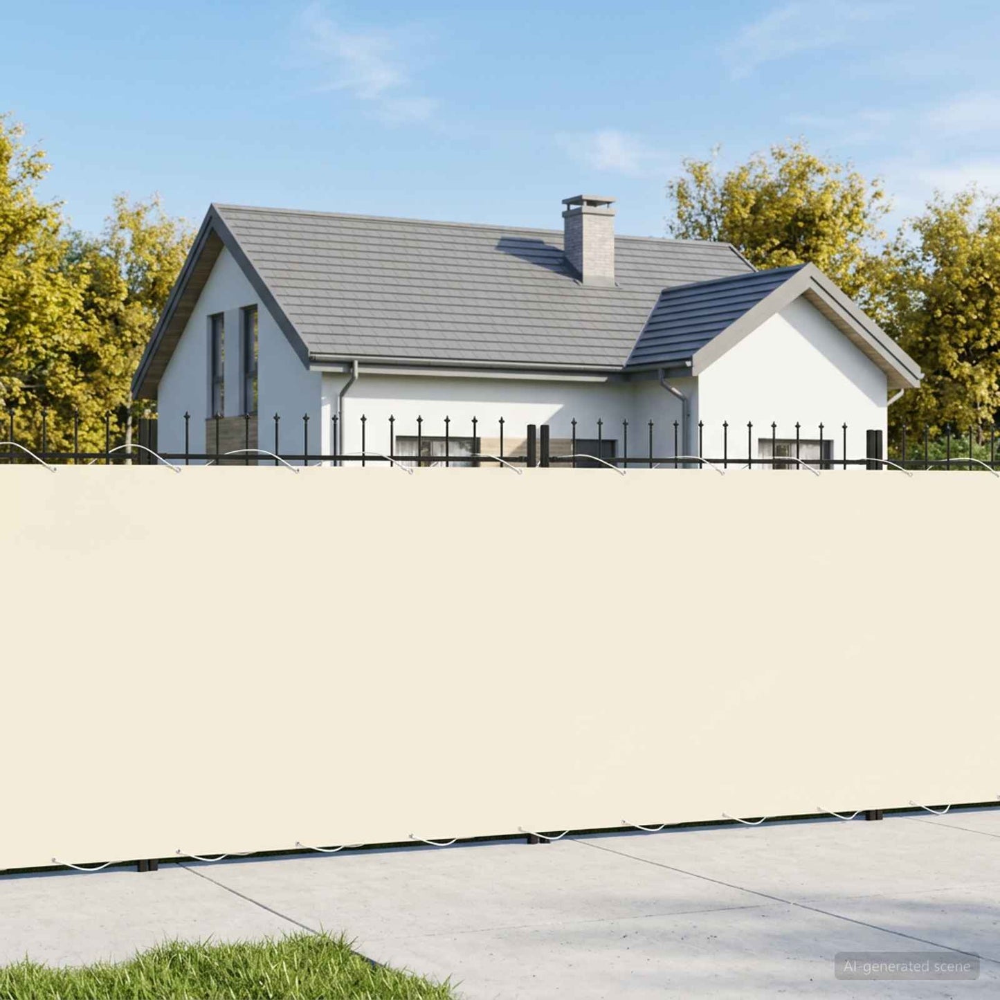 Balcony Privacy Screen 1.5 x 25 m Fabric with PU Coated Cream