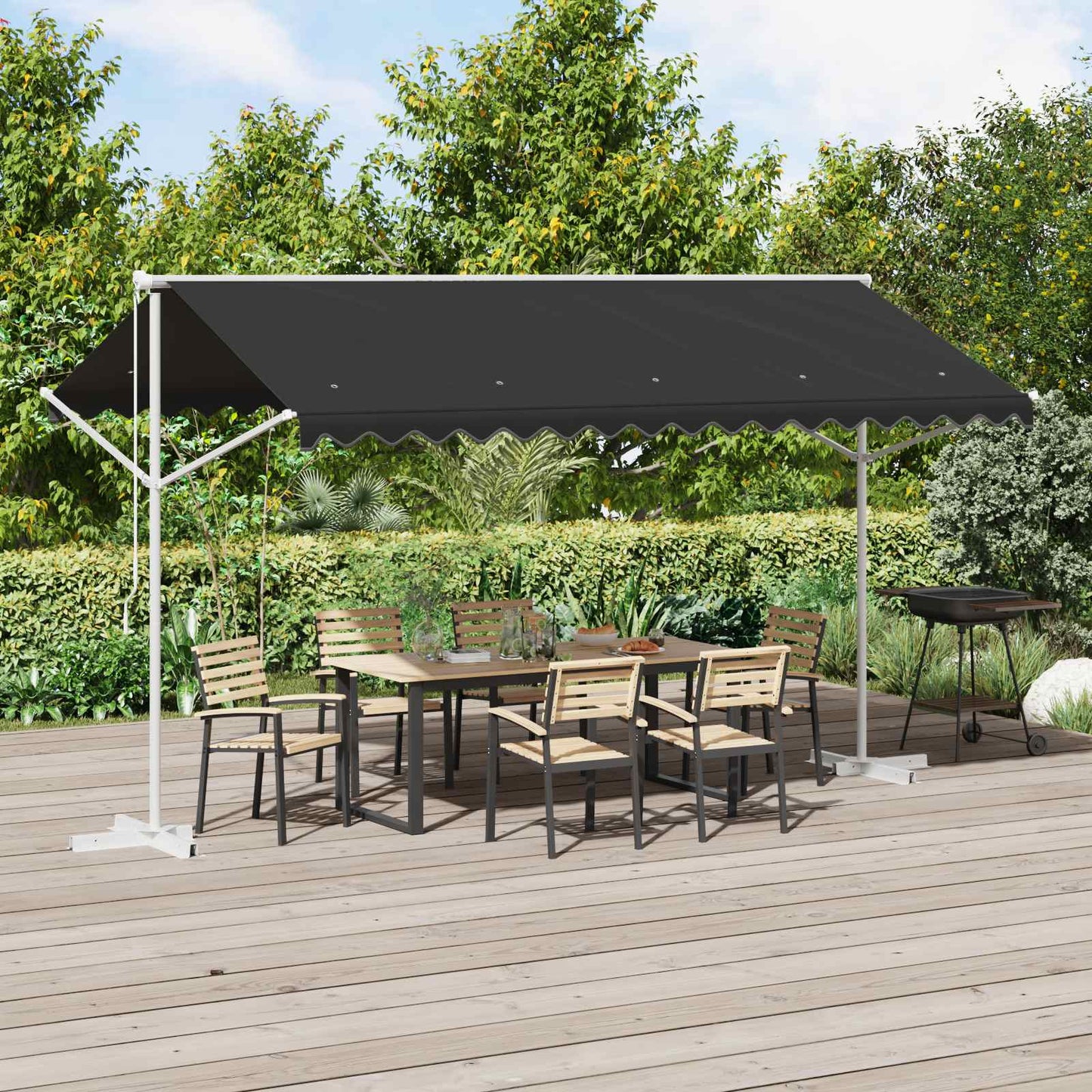 Free Standing Awning 4 x 3 m Polyester Anthracite