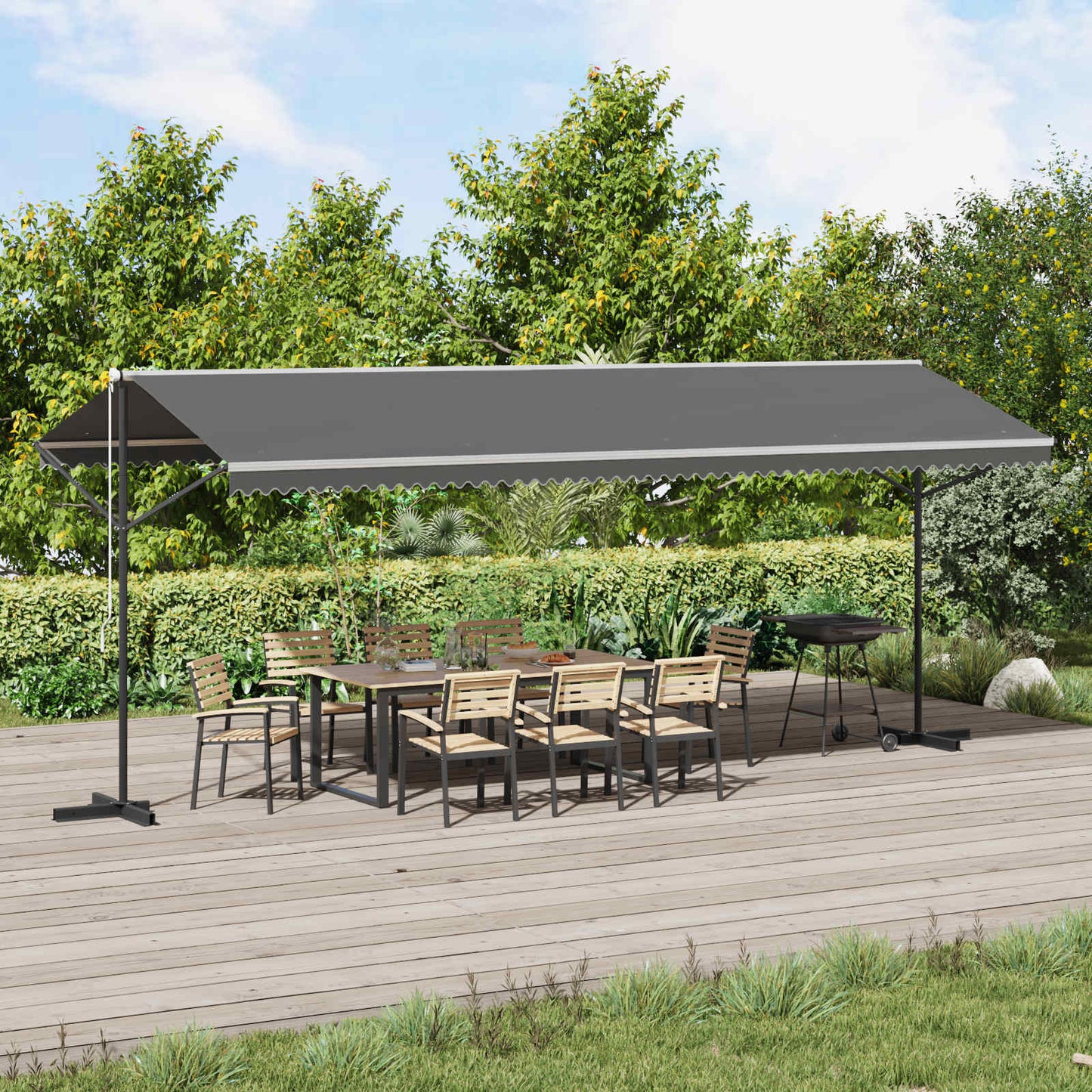 Free Standing Awning Grey 6 x 3 m Polyester