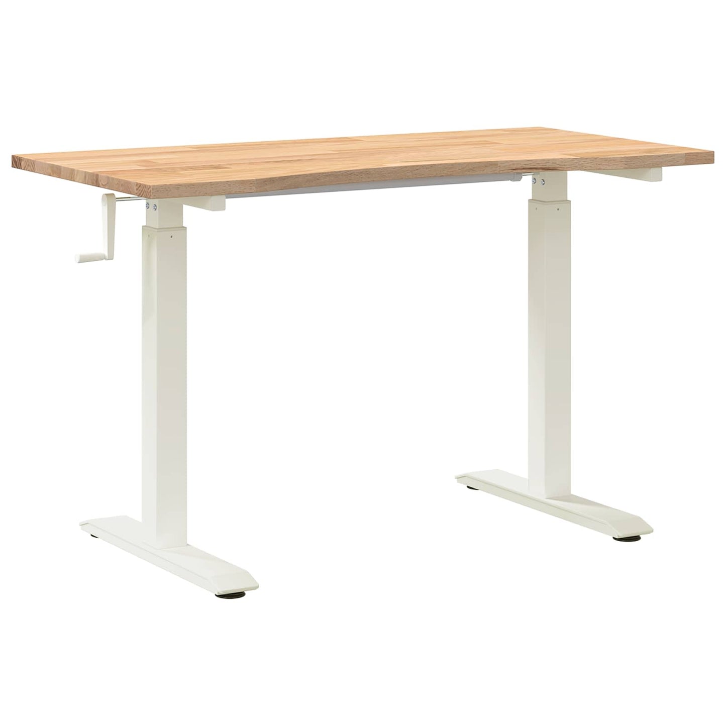 Desk with Storage White and Natural 120 x 60 cm Solid Oak Wood
