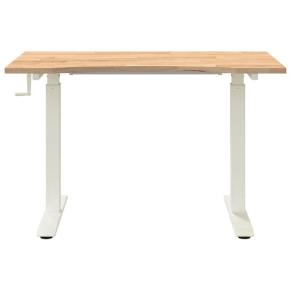 Desk with Storage White and Natural 120 x 60 cm Solid Oak Wood