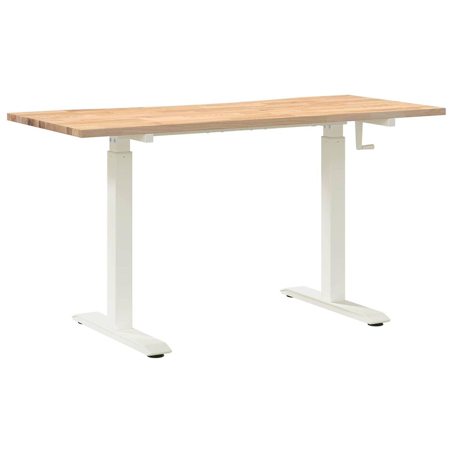 Desk with Storage White and Natural 140 x 60 cm Solid Oak Wood