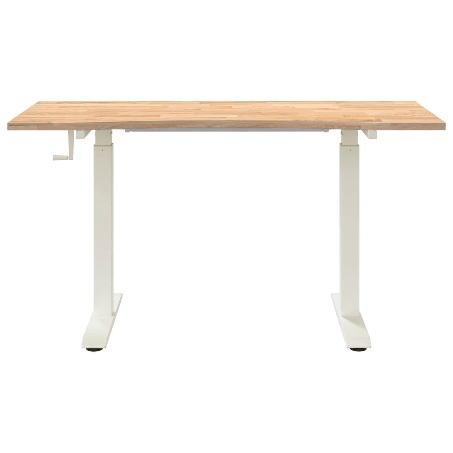 Desk with Storage White and Natural 140 x 60 cm Solid Oak Wood