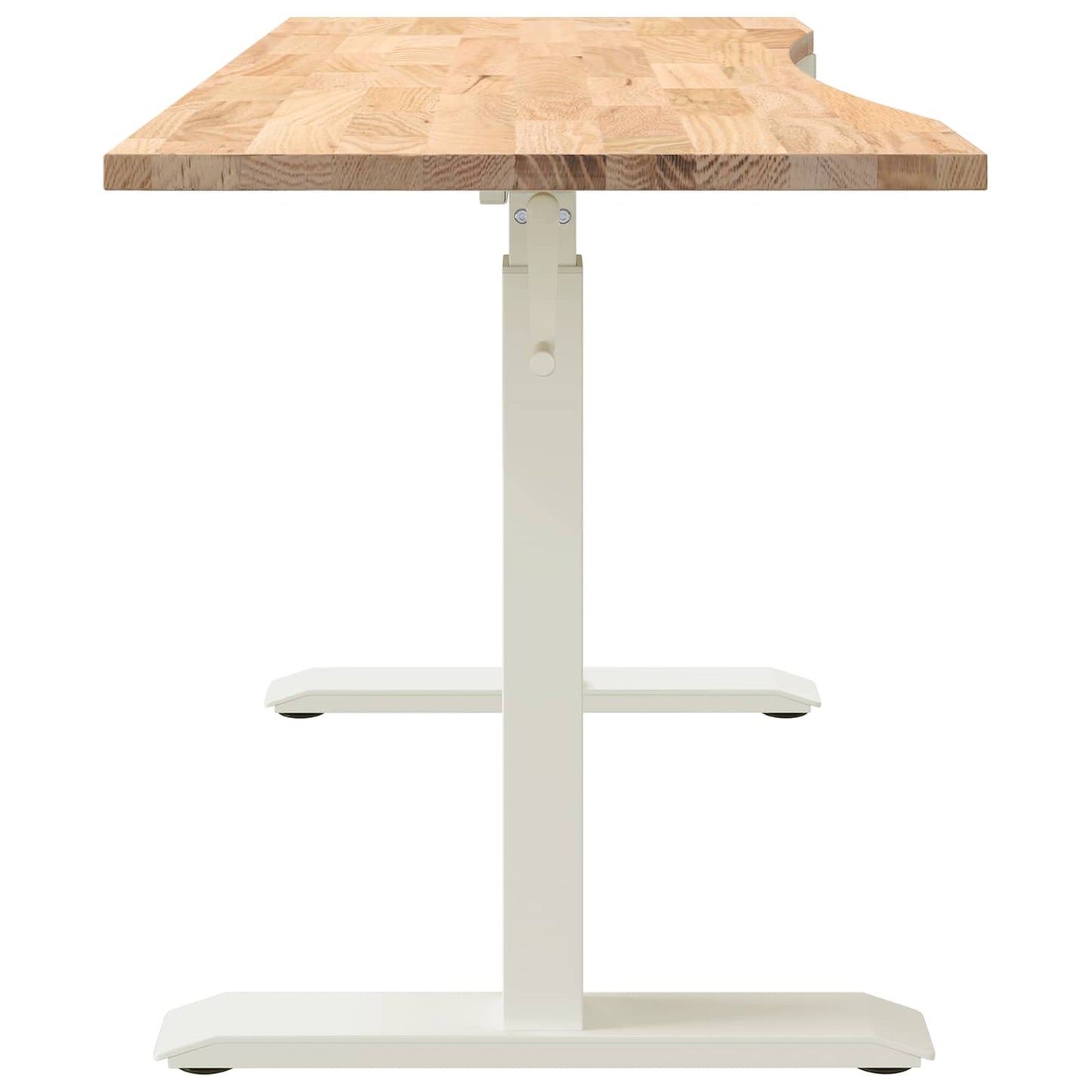 Desk with Storage White and Natural 140 x 60 cm Solid Oak Wood