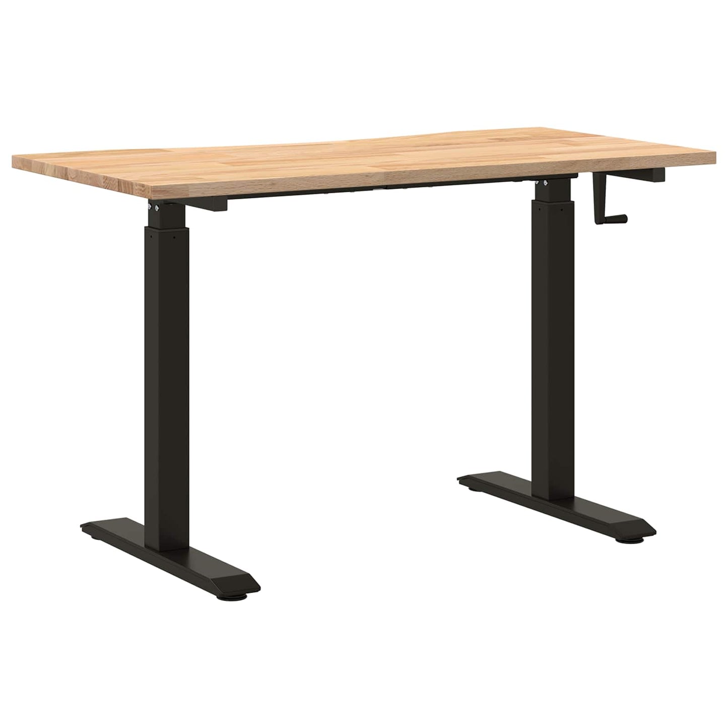 Desk with Storage Black and Natural 120 x 60 cm Solid Oak Wood
