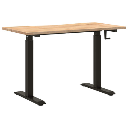 Desk with Storage Black and Natural 120 x 60 cm Solid Oak Wood
