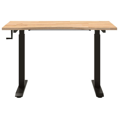 Desk with Storage Black and Natural 120 x 60 cm Solid Oak Wood