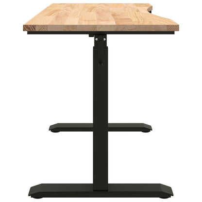 Desk with Storage Black and Natural 120 x 60 cm Solid Oak Wood