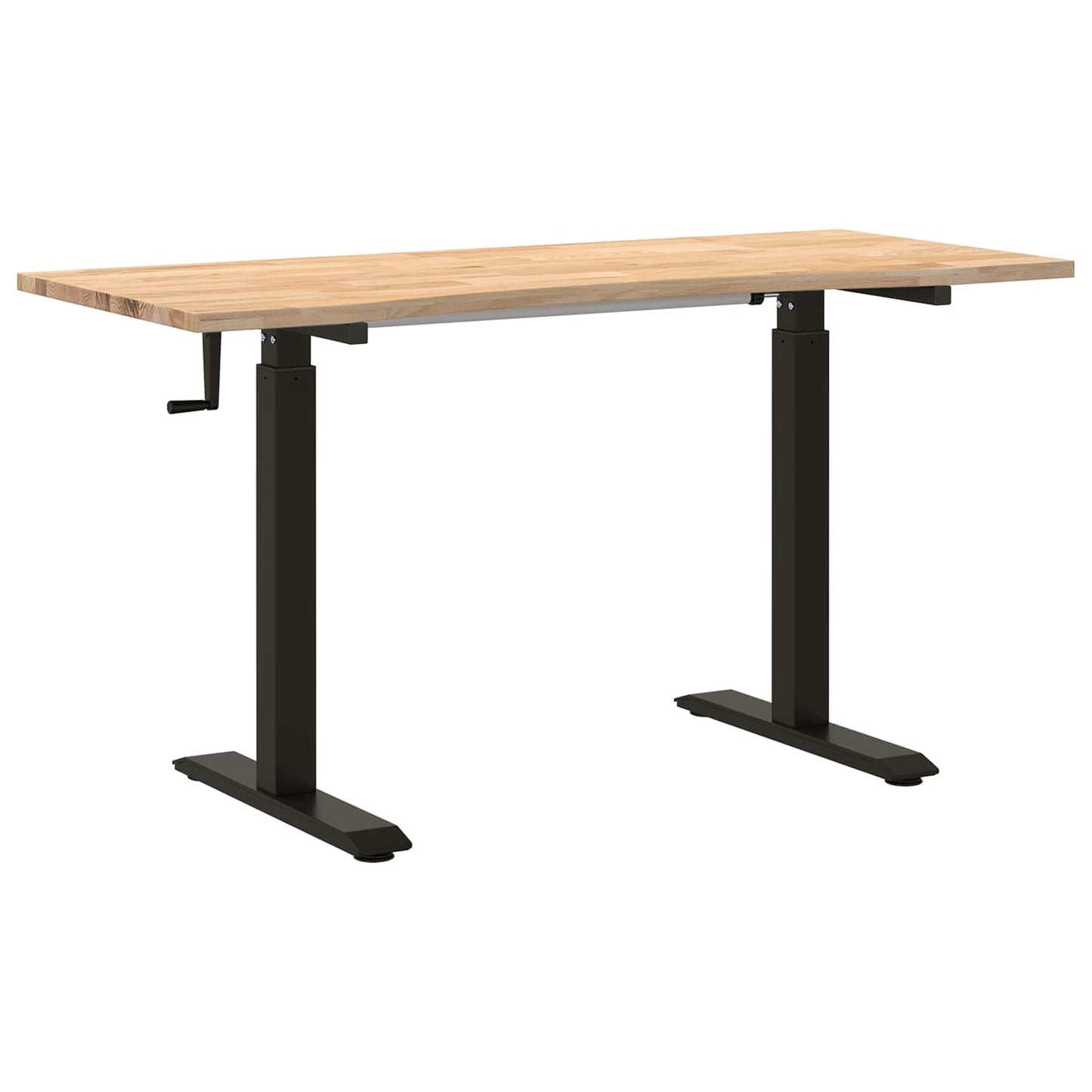 Desk with Storage Black and Natural 140 x 60 cm Solid Oak Wood