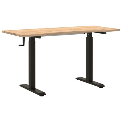 Desk with Storage Black and Natural 140 x 60 cm Solid Oak Wood