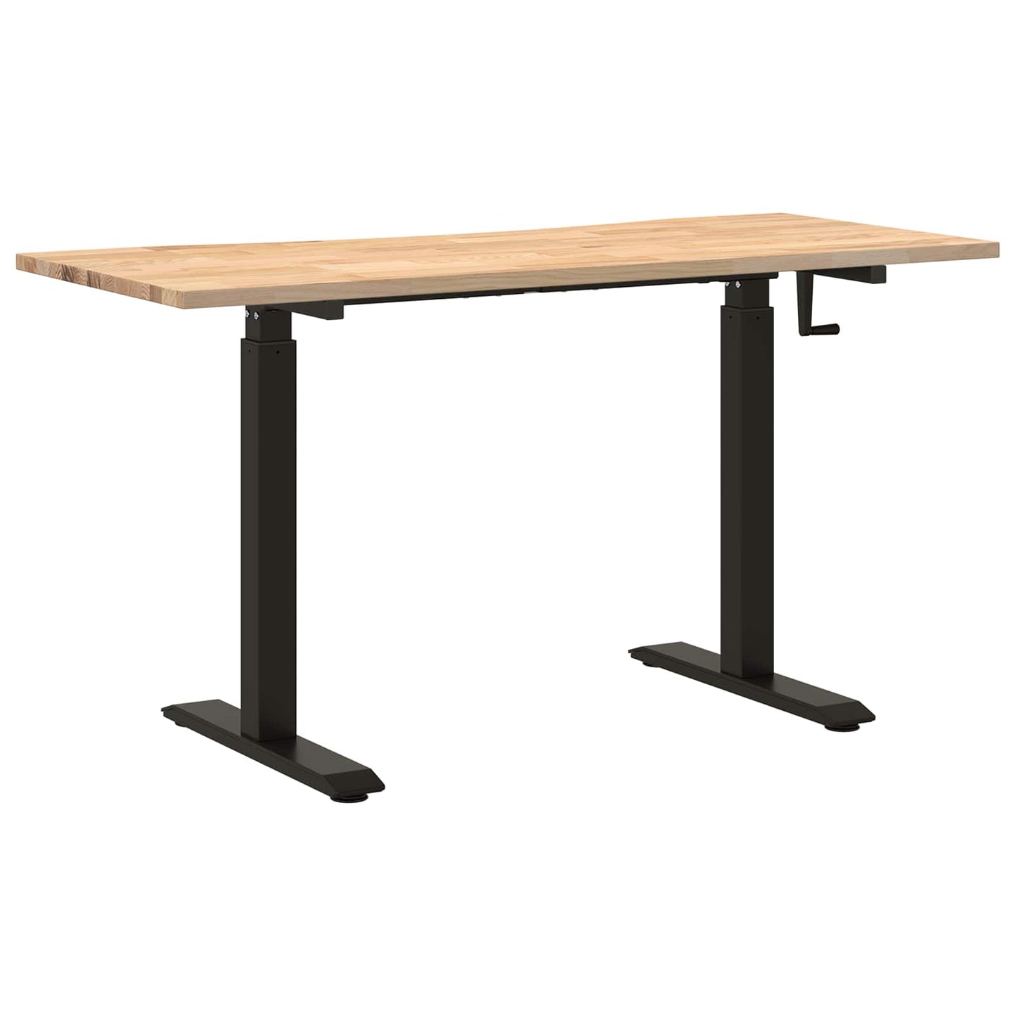 Desk with Storage Black and Natural 140 x 60 cm Solid Oak Wood
