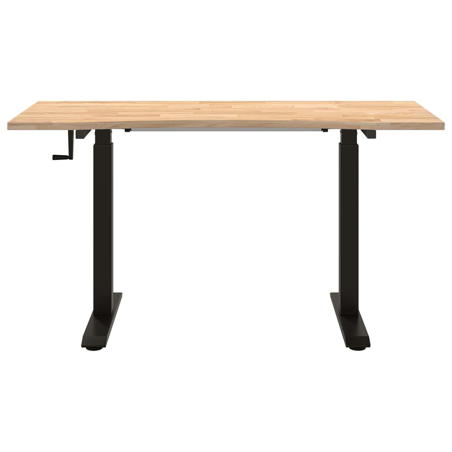 Desk with Storage Black and Natural 140 x 60 cm Solid Oak Wood