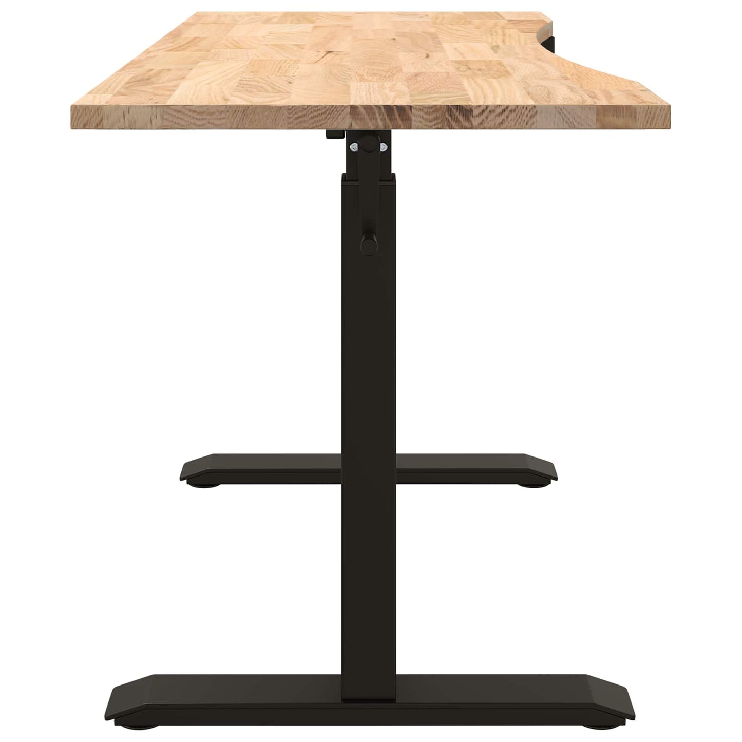 Desk with Storage Black and Natural 140 x 60 cm Solid Oak Wood