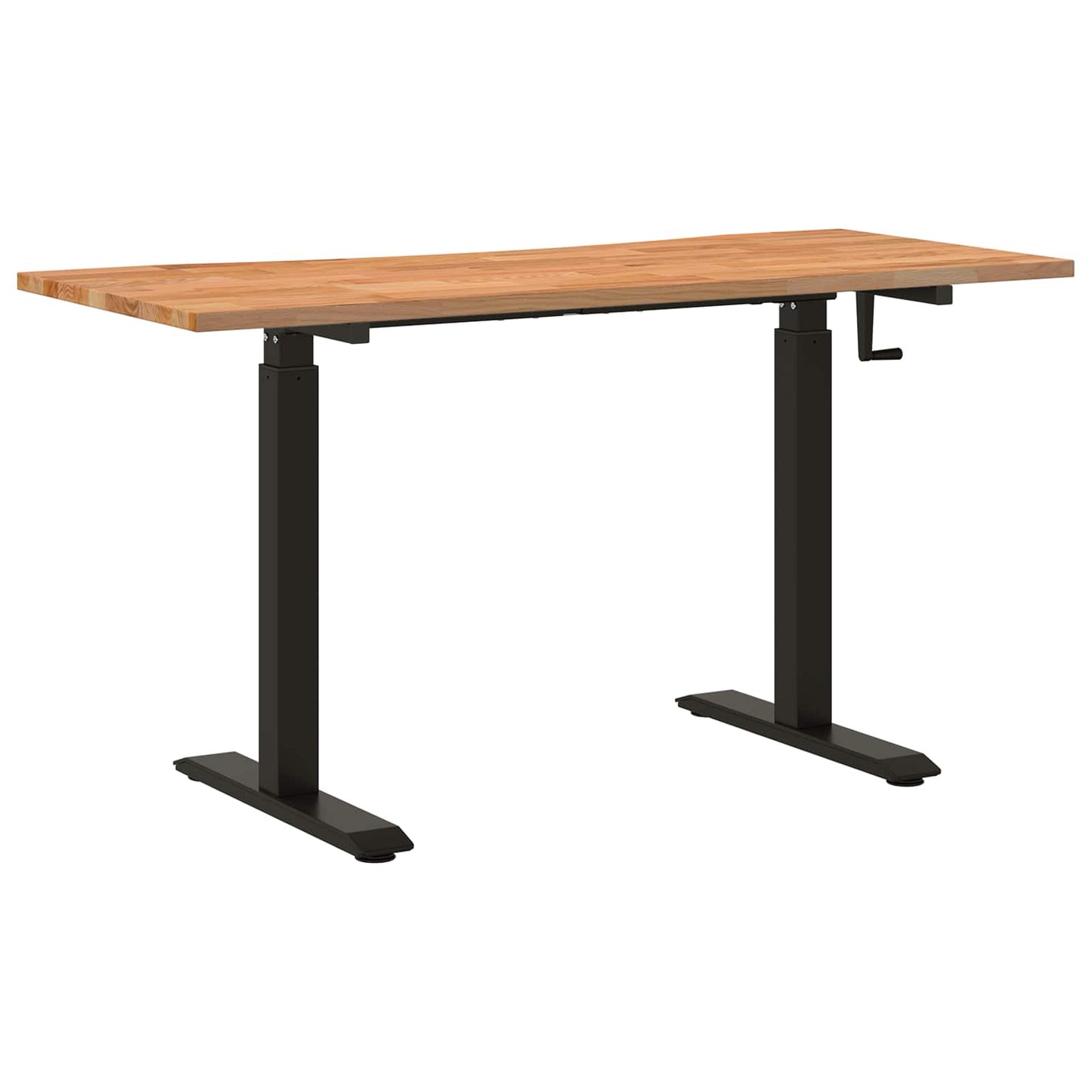 Desk Black and Light Brown 140 x 60 cm Solid Oak Wood