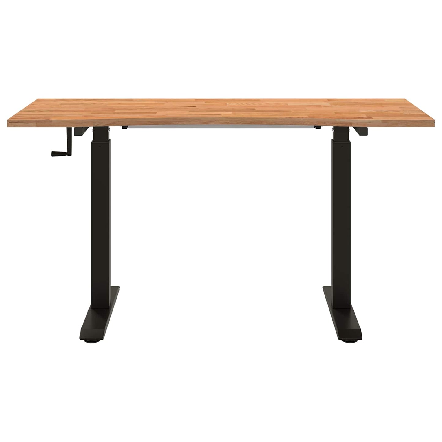 Desk Black and Light Brown 140 x 60 cm Solid Oak Wood