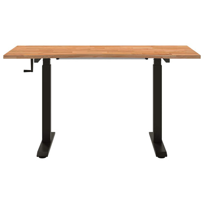 Desk Black and Light Brown 140 x 60 cm Solid Oak Wood