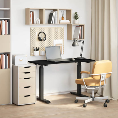 Desk Black and Dark Brown 120 x 60 cm Solid Oak Wood