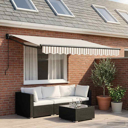 Retractable Awning Light Grey and White 3 x 2 m