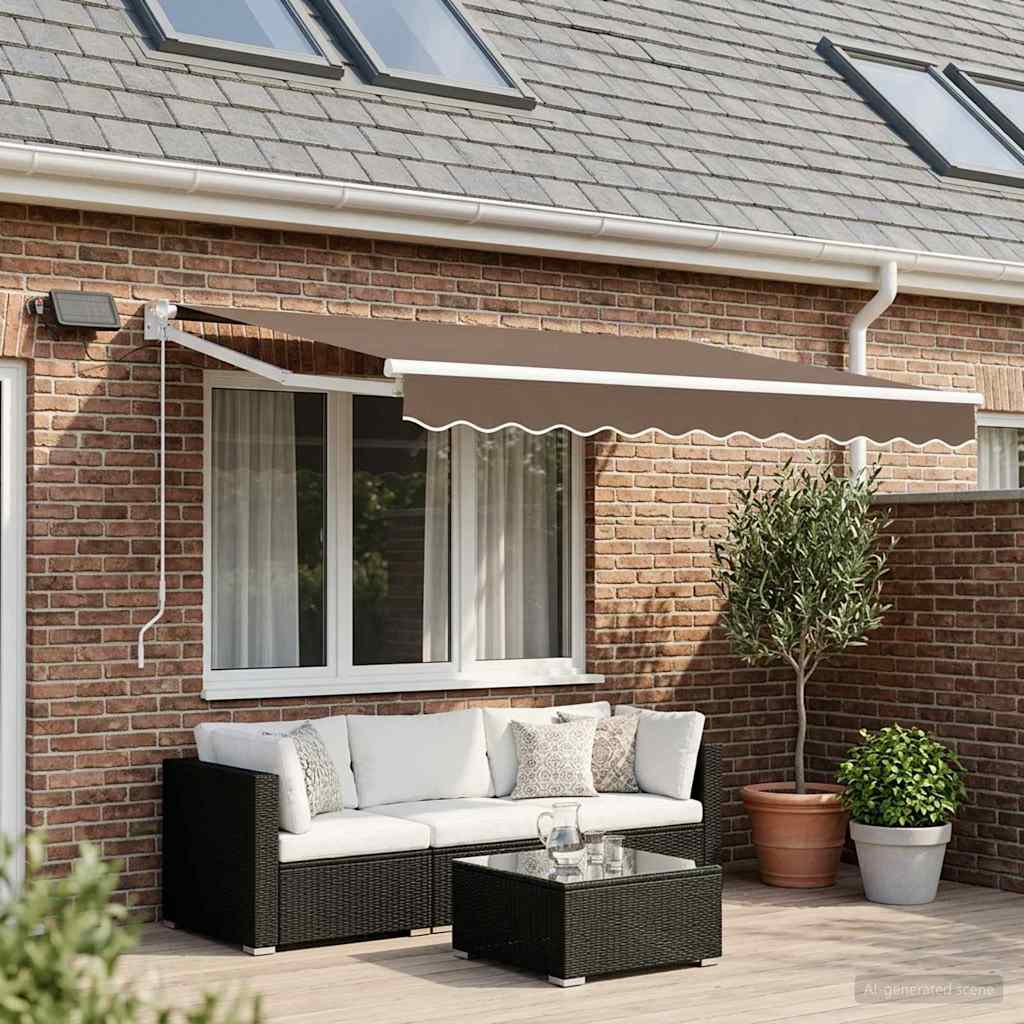Manual Retractable Awning with LEDs Taupe