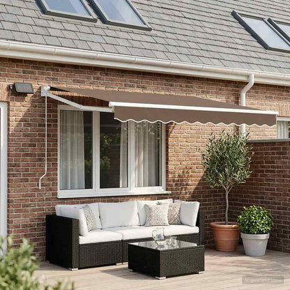 Manual Retractable Awning with LEDs Taupe