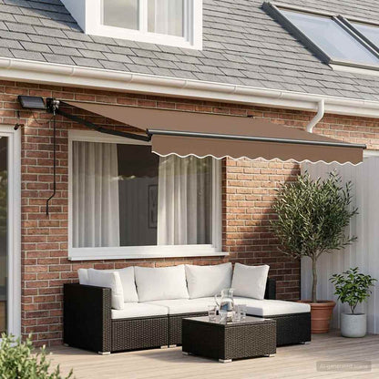 Manual Retractable Awning with LEDs Taupe