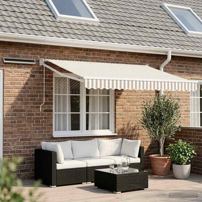 Electric Retractable Awning Light Grey and White 3.5 x 2 m
