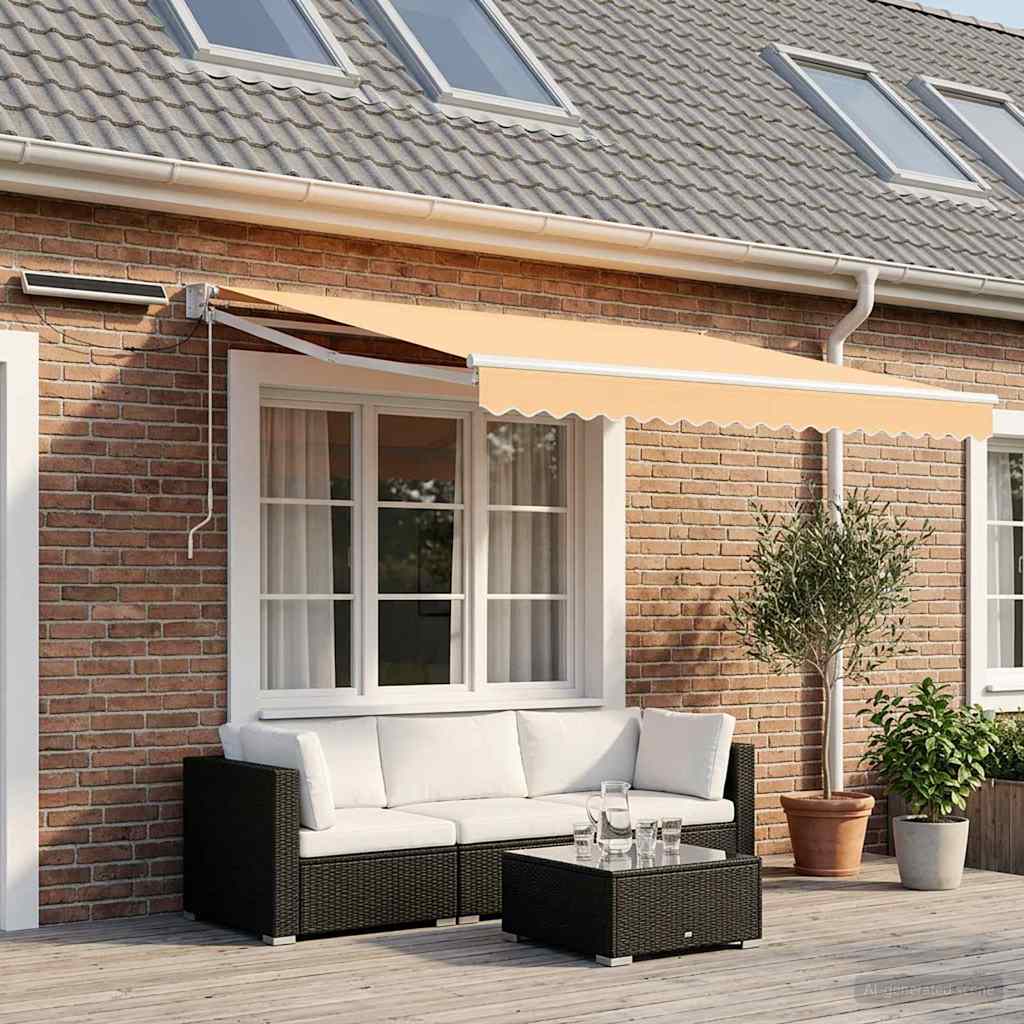 Electric Retractable Awning Sand 100% Polyester and Aluminium