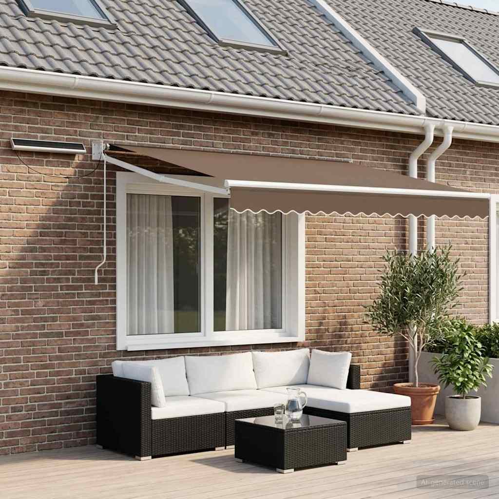 Electric Retractable Awning Taupe 100% Polyester and Aluminium