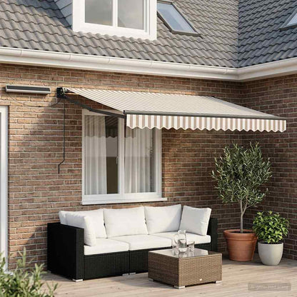 Electric Retractable Awning Light Grey and White 3.5 x 2 m