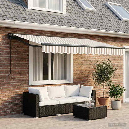 Retractable Awning Light Grey and White 3 x 2.5 m