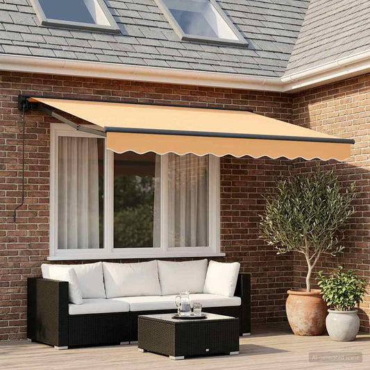 Retractable Awning Sand 3.5 x 2.5 m Polyester and Aluminium