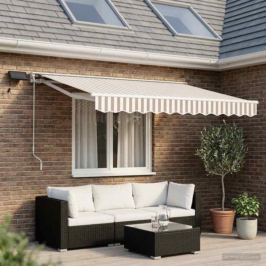 Manual Awning Frame with LEDs Light Grey and White 3 x 2.5 m