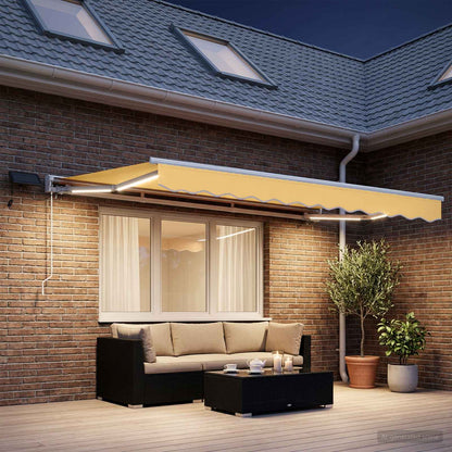 Manual Awning Frame with LEDs Sand 2.5 x 2 m