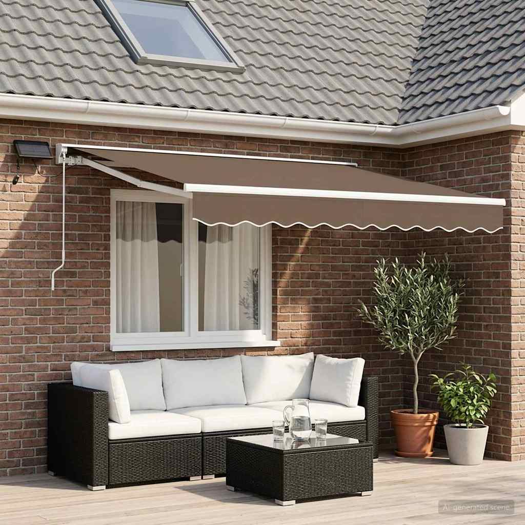 Manual Awning Frame with LEDs Taupe 2.5 x 2 m