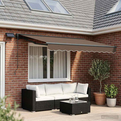 Manual Awning Frame with LEDs Taupe 2.5 x 2 m