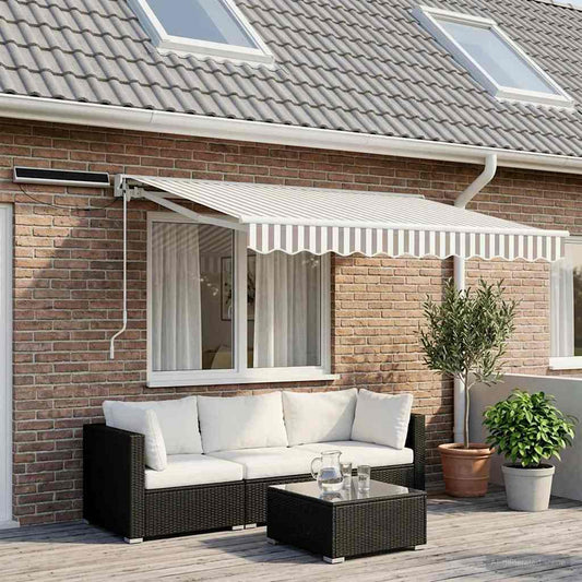 Electric Retractable Awning Light Grey and White 3 x 2.5 m