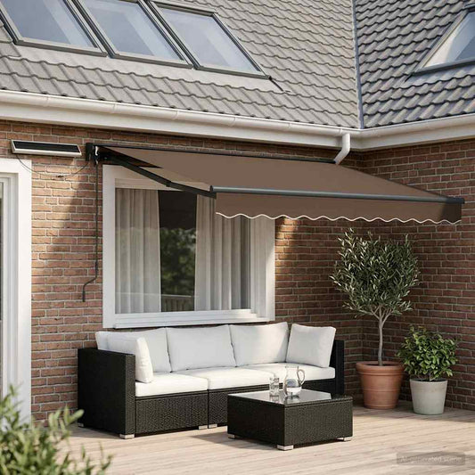 Electric Retractable Awning Taupe 3.5 x 2 m