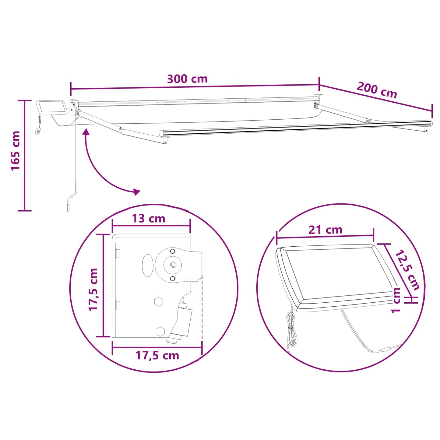 Manual Retractable Awning with LEDs Taupe