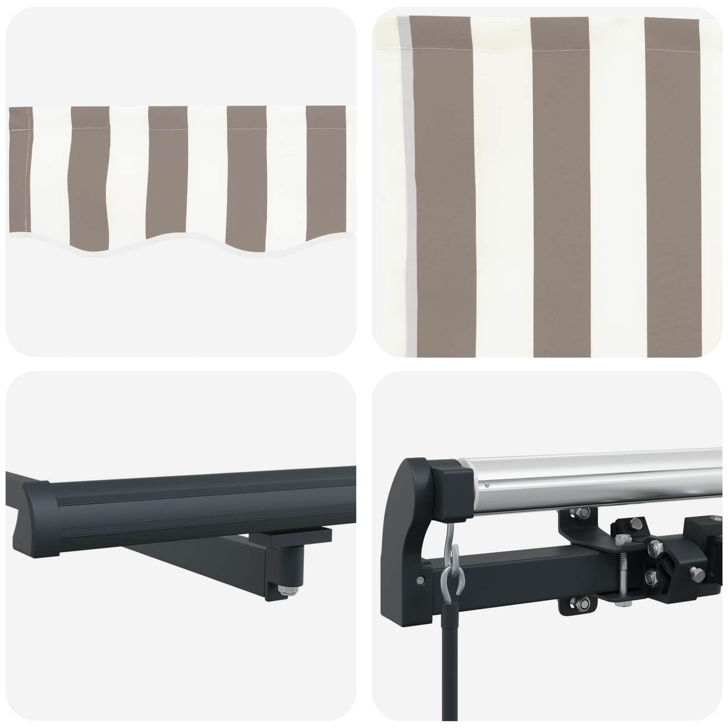 Retractable Awning Light Grey and White 3 x 2 m Fabric