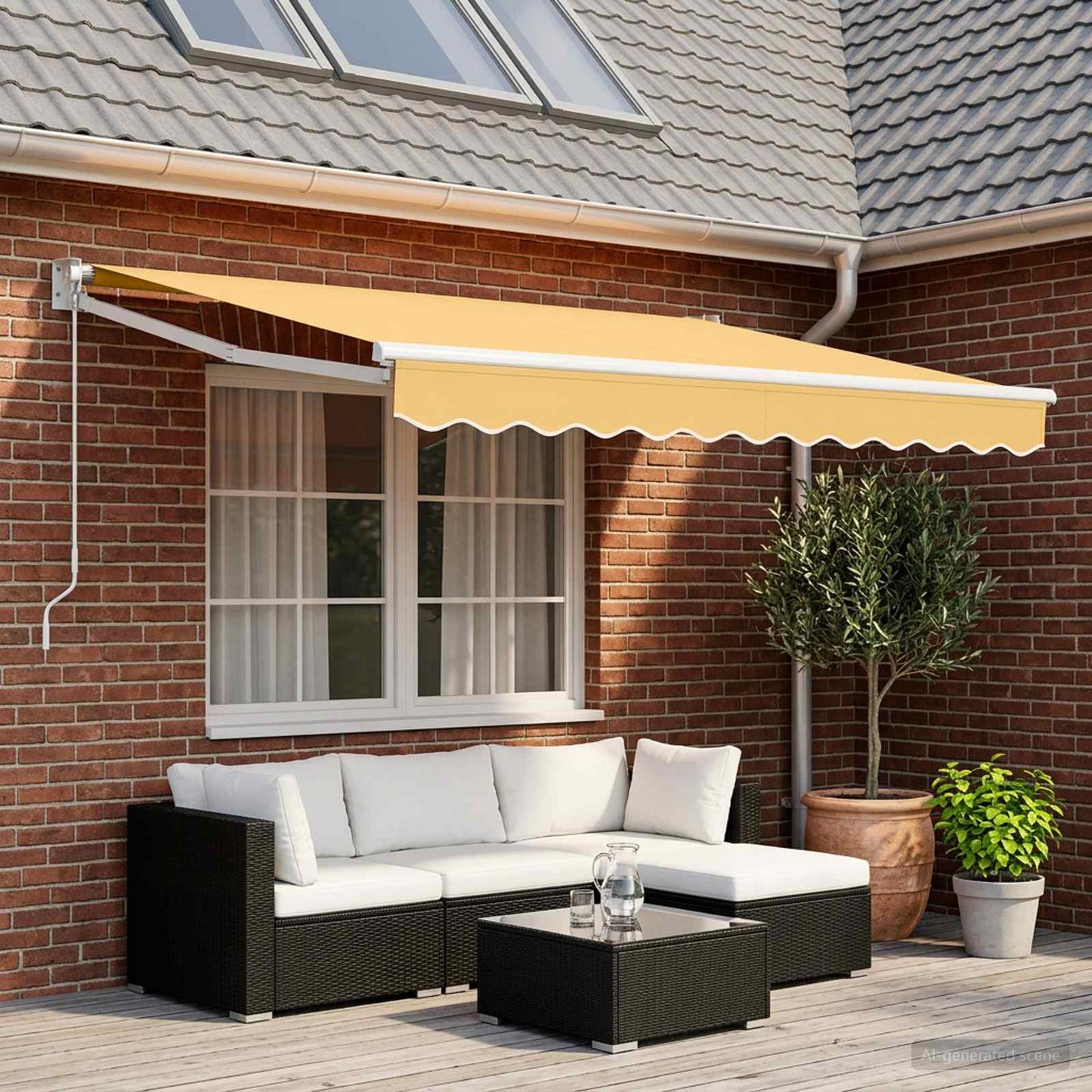 Retractable Awning Sand 3.5 x 2 m 100% Polyester and Aluminium