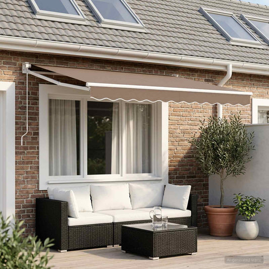 Retractable Awning Taupe 3.5 x 2 m 100% Polyester and Aluminium