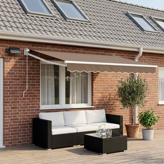 Manual Retractable Awning with LEDs Taupe